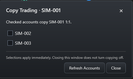 FoxTraderPro: Choose which accounts follow.