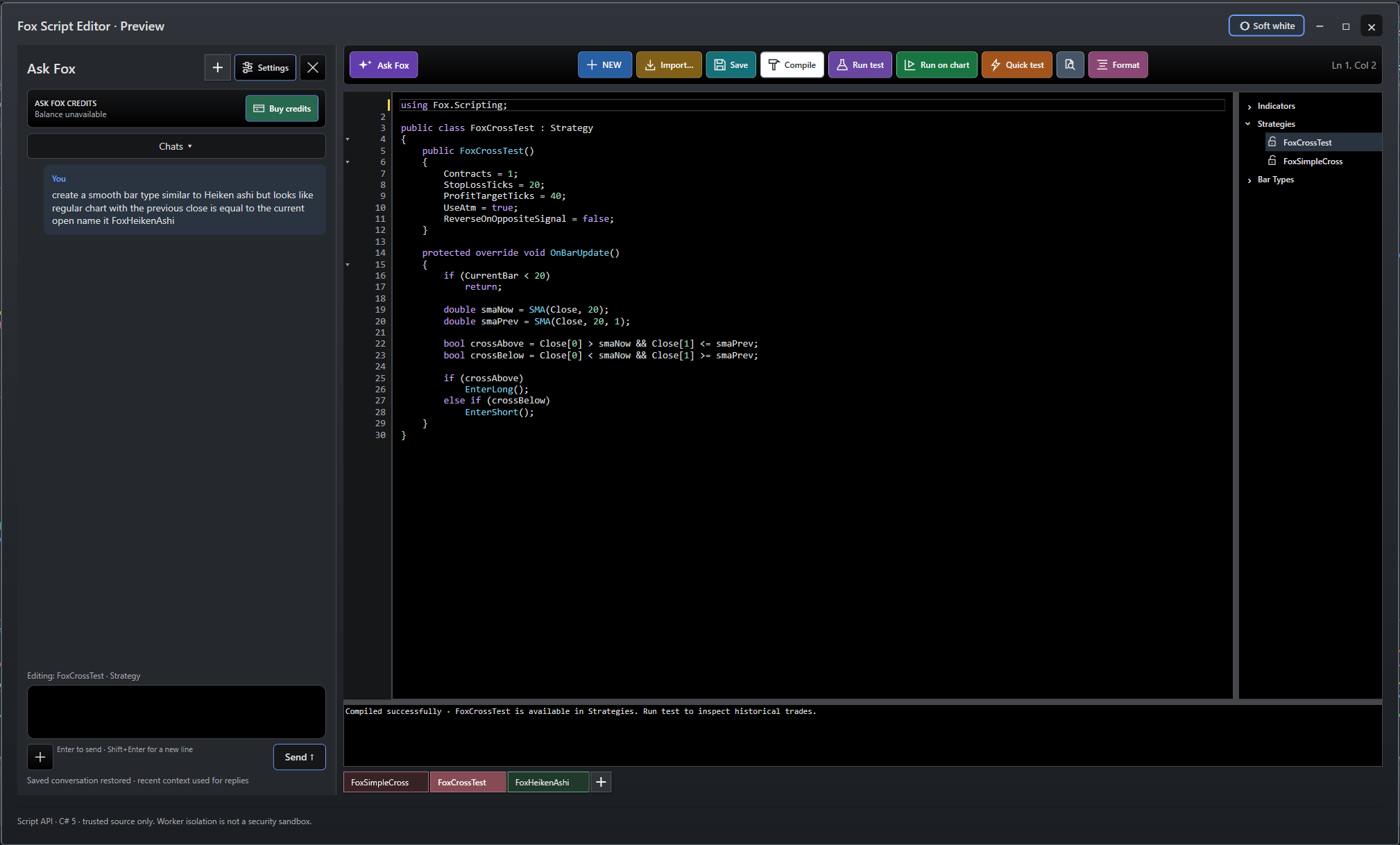FoxTraderPro: Bring the idea into the editor.