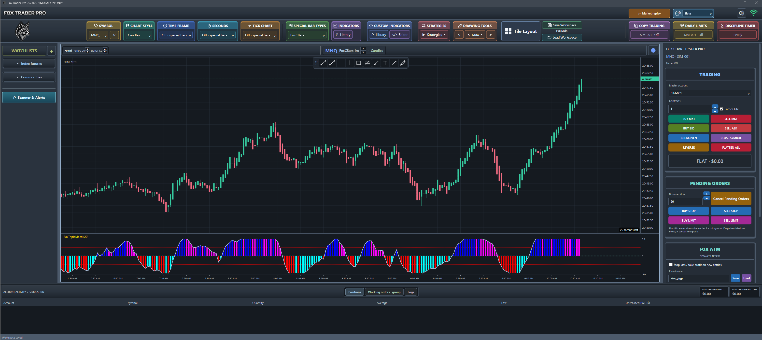 FoxTraderPro: Dark graphite workspace